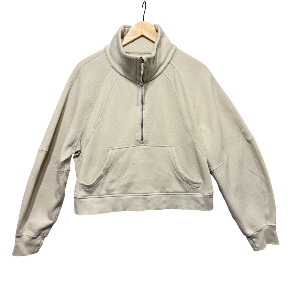 Lululemon Scuba Oversized Funnel Neck Half Zip‎ Sweatshirt White Opal M/L - Picture 4 of 10